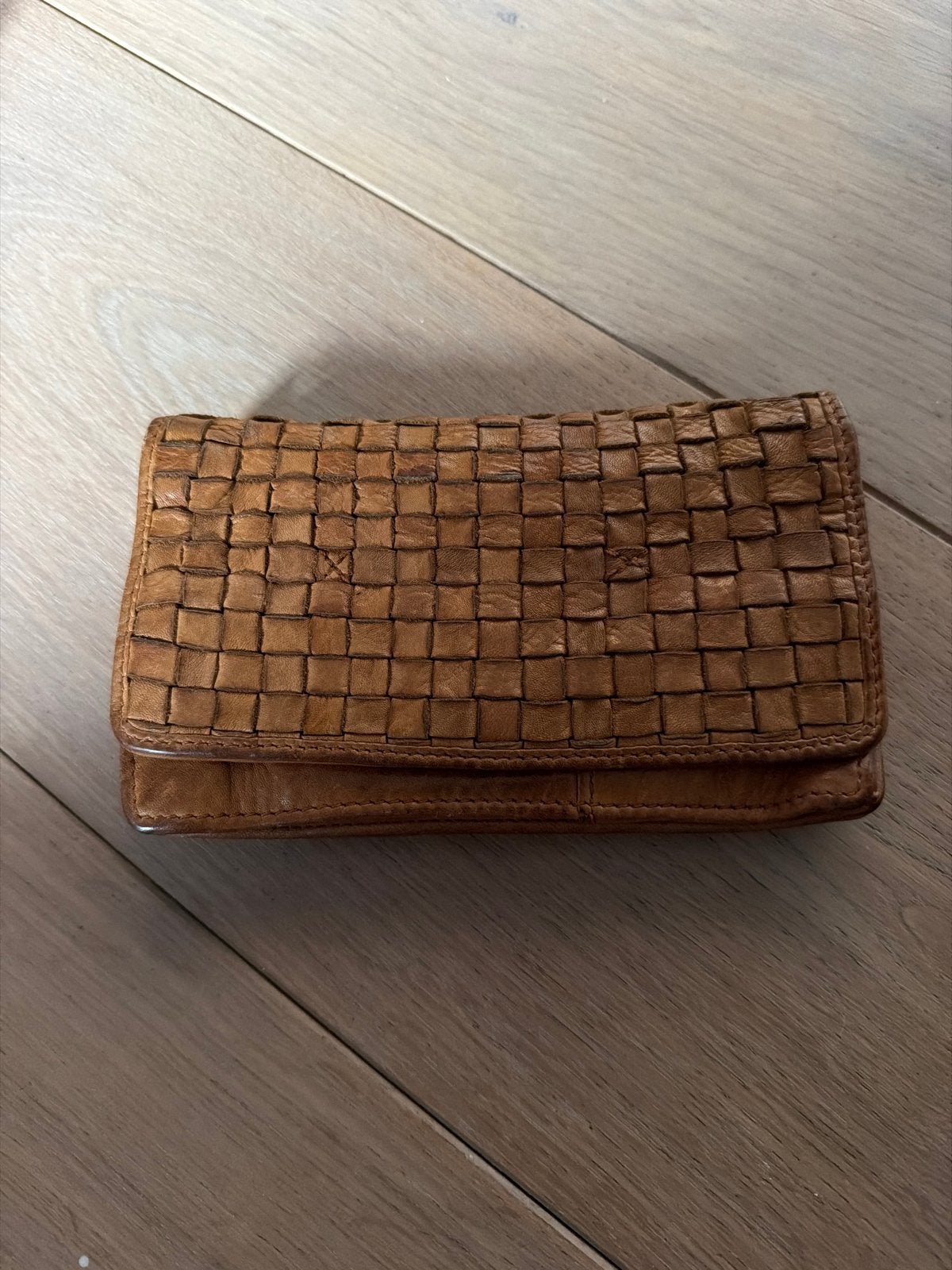 Leren schoudertasje / portemonnee - Bear design, Ophalen of Verzenden, Zo goed als nieuw, Bruin, Schoudertasje