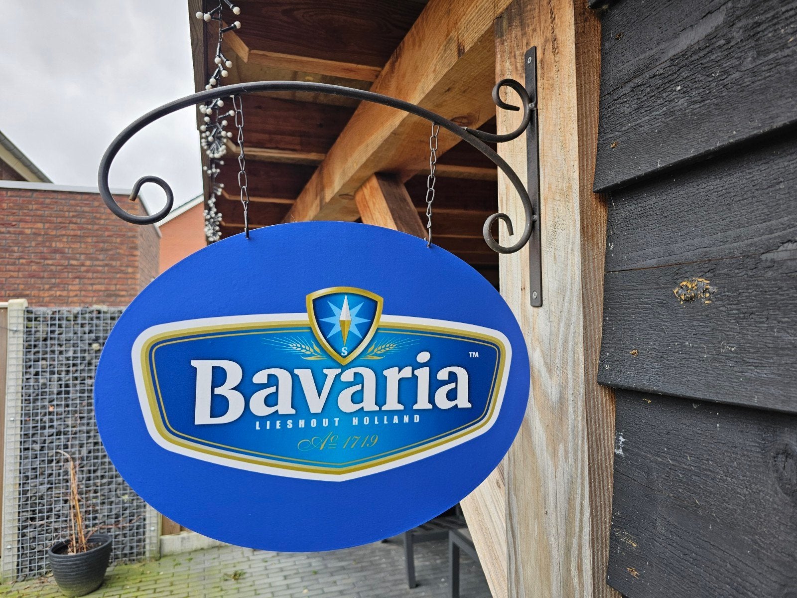 Dubbelzijdig BAVARIA UITHANGBORD (incl. beugel), Verzamelen, Biermerken, Ophalen of Verzenden, Nieuw, Reclamebord, Plaat of Schild