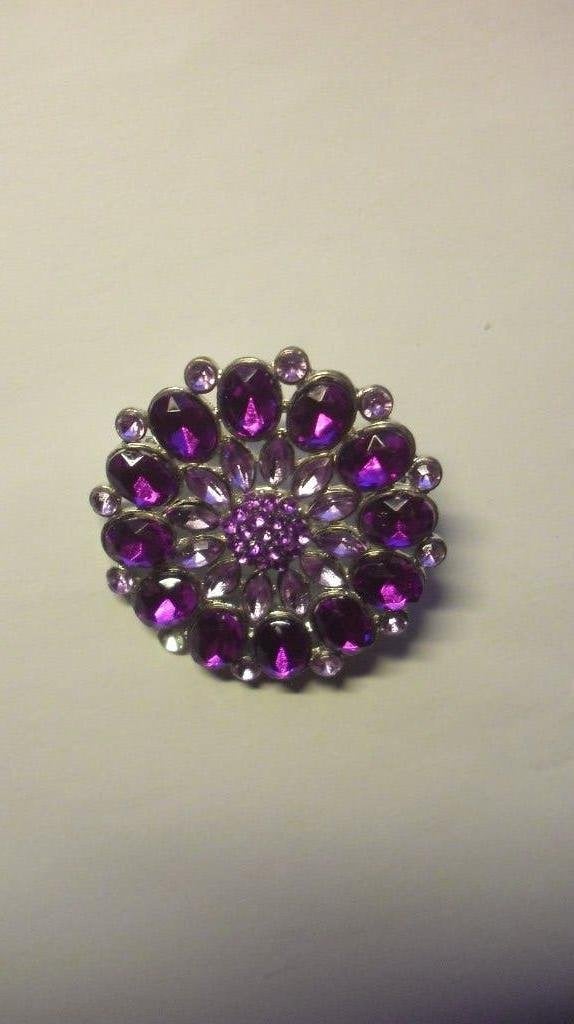 Broche met paarse steentjes, Overige materialen, 4 tot 7 cm, Verzenden, Paars