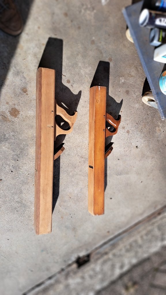 Set van 2 houten schaven - Vintage handgereedschap, Ophalen of Verzenden, Gebruikt, Overige typen, Overige merken