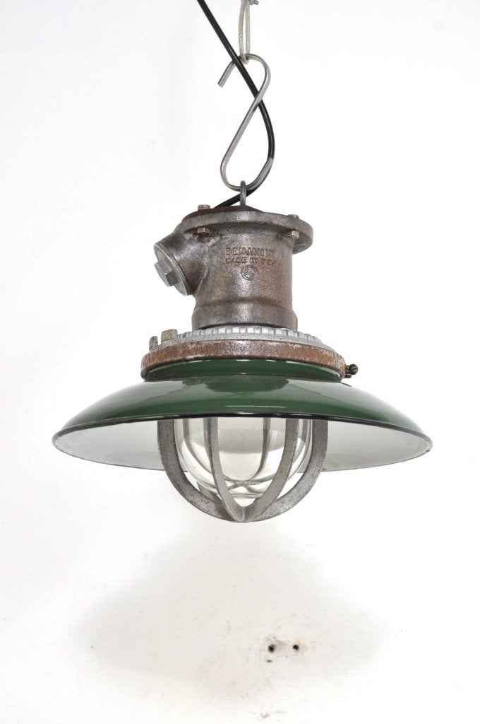 Industriële hanglampen fabriekslamp factory light jaren 30, Ophalen of Verzenden, Gebruikt, Glas