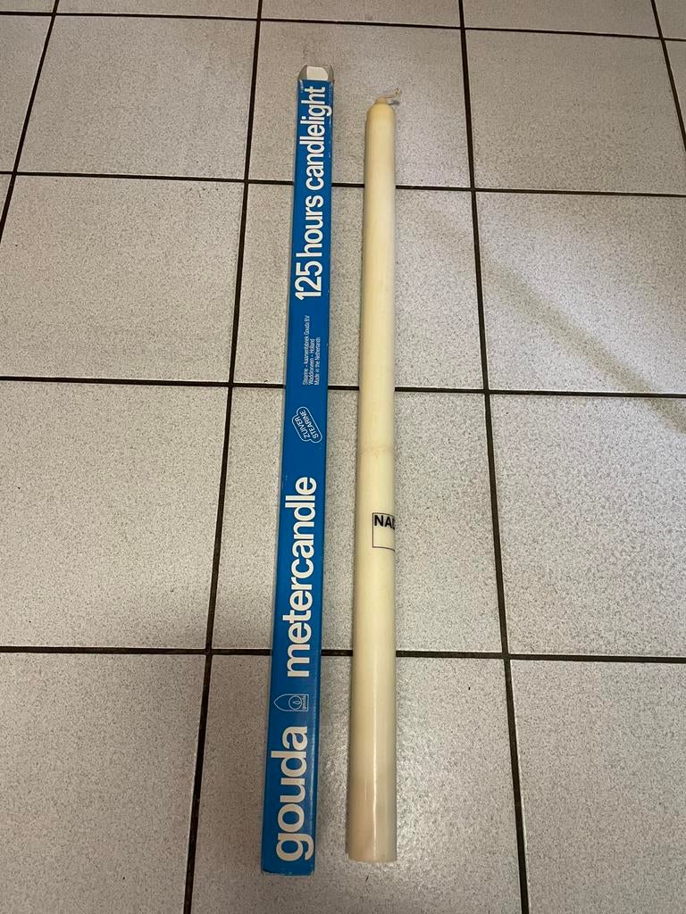 Gouda kaars van 1 meter vintage, Ophalen of Verzenden, Zo goed als nieuw, Overige materialen, Minder dan 25 cm