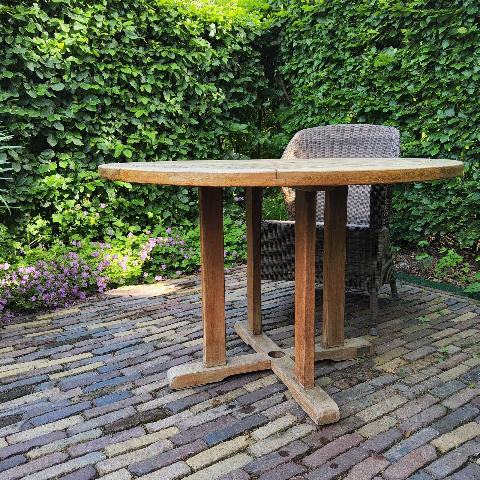 Tuintafel teak., Ophalen, Rond, Teakhout
