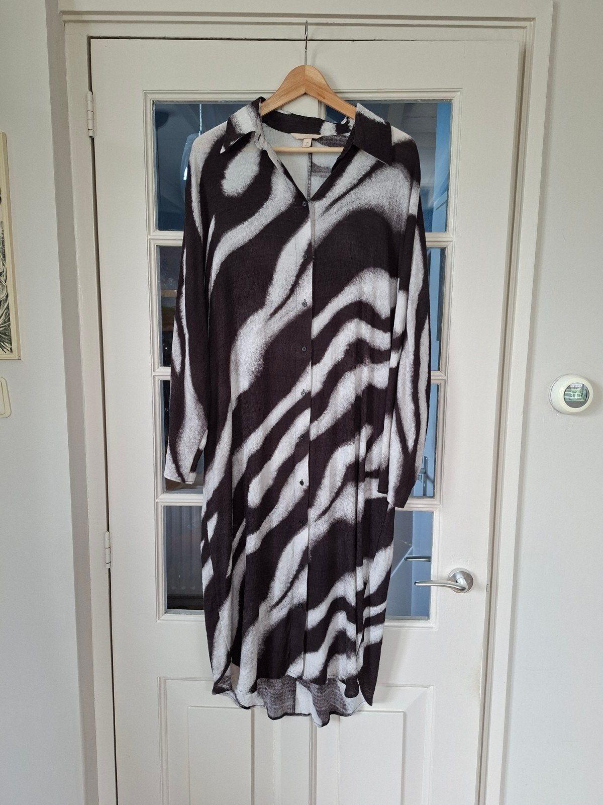 H&M Zebra Print Jurk - Maat L, H&M, Zwart, Maat 42/44 (L), Ophalen of Verzenden