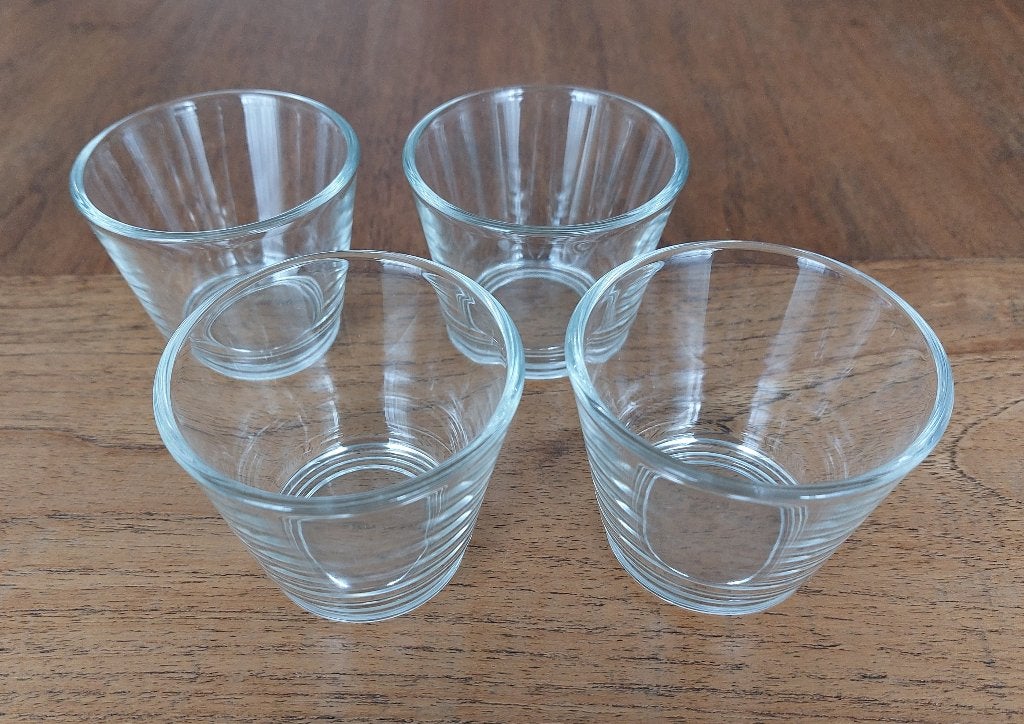 Amuse glaasjes (4x). Afmeting Ø 7,5 x Ø 5,1 x 6,1 cm., Glas of Glazen, Ophalen of Verzenden, Overige stijlen, Glas
