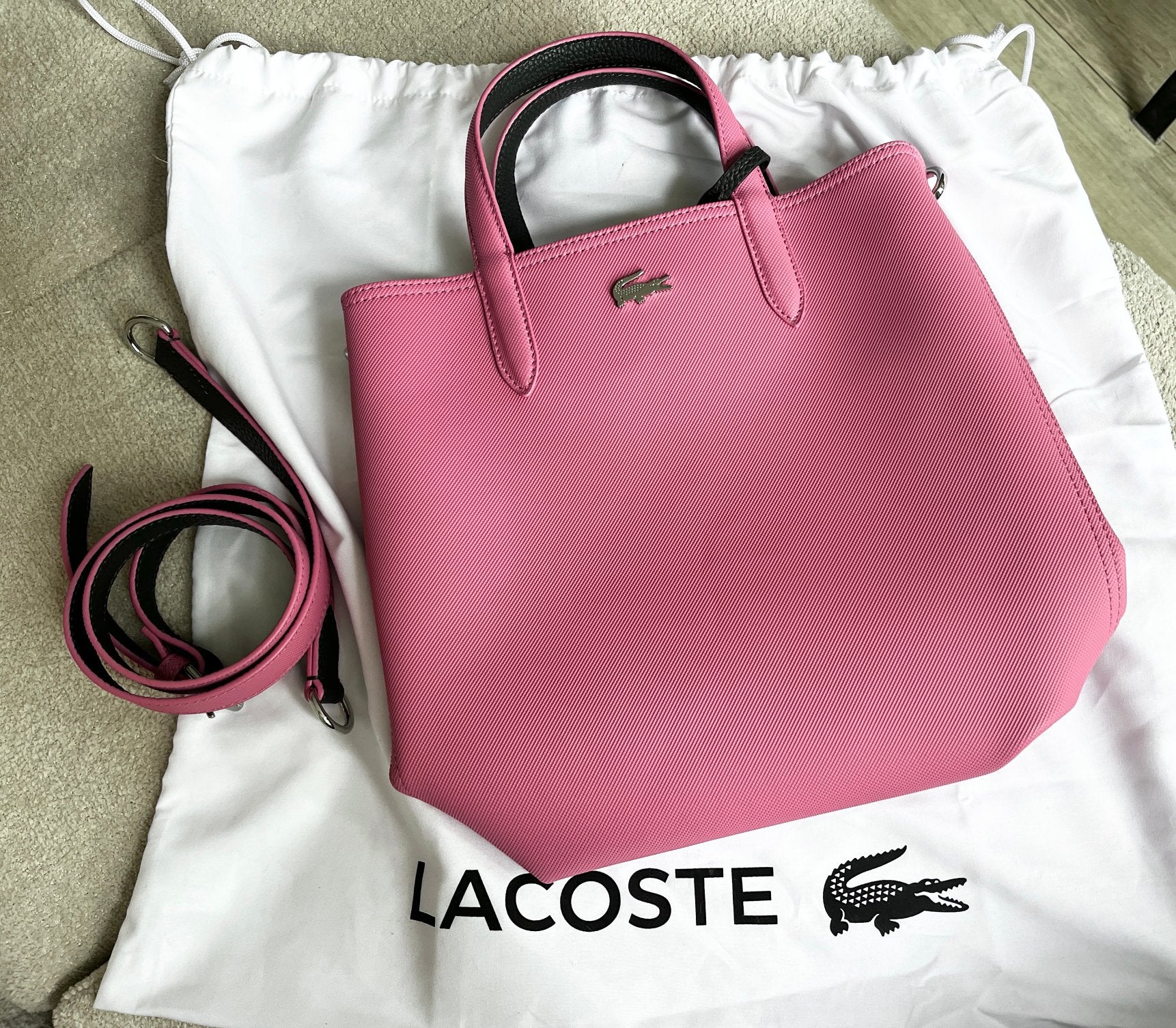 Lacoste reversible totebag roze/groen NIEUW!, Sieraden, Tassen en Uiterlijk, Ophalen, Nieuw, Roze