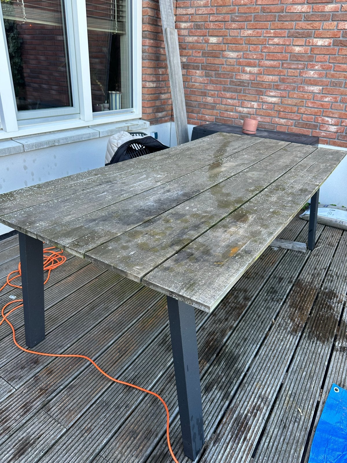Jysk Tuintafel 100x210, Ophalen, Gebruikt, Rechthoekig, Hout