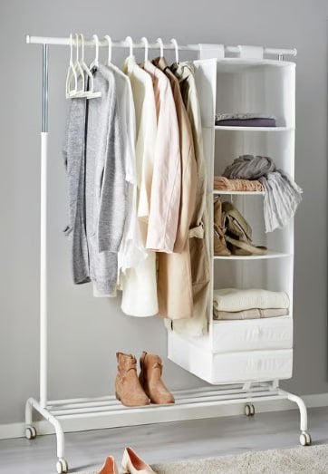 IKEA RIGGA Kledingrek + SKUBB Opberger (6 vakken), als nieuw, Ophalen, Met wielen, Zo goed als nieuw