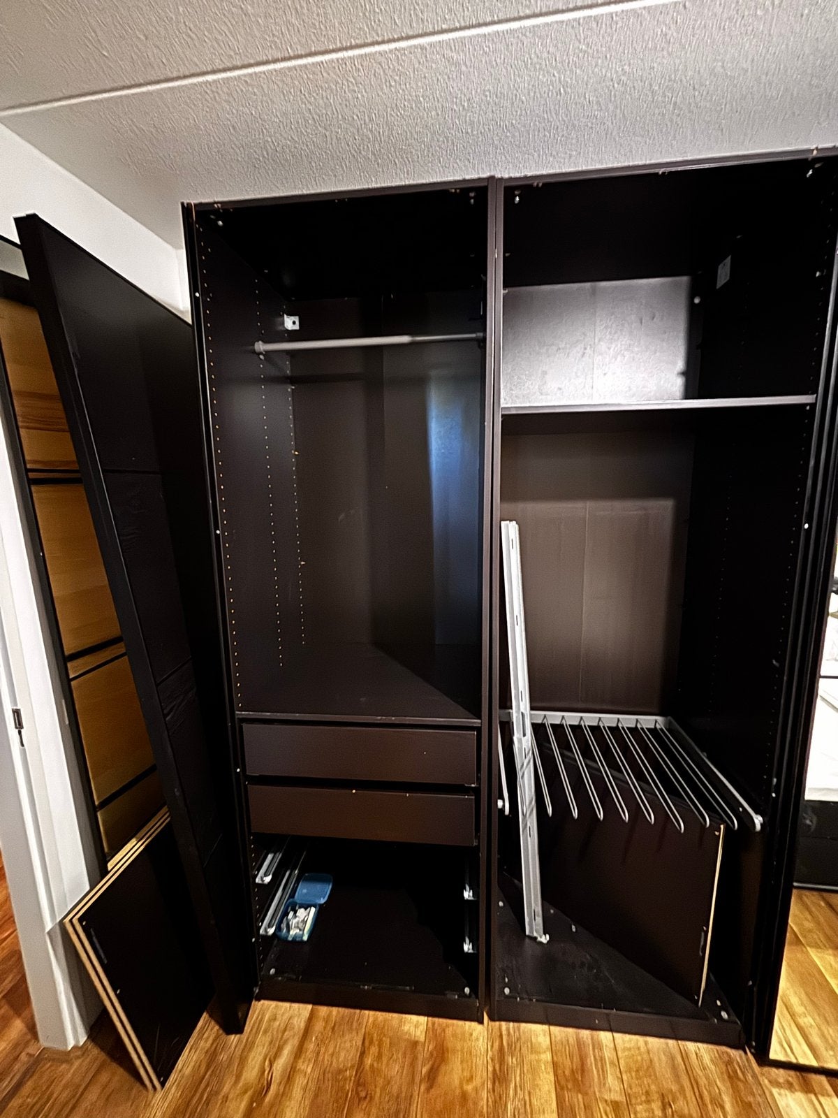 Ikea Pax Kast met Schuifdeuren - Zwart, Spiegel, 150x236x60, Ophalen, Gebruikt, 100 tot 150 cm, 200 cm of meer