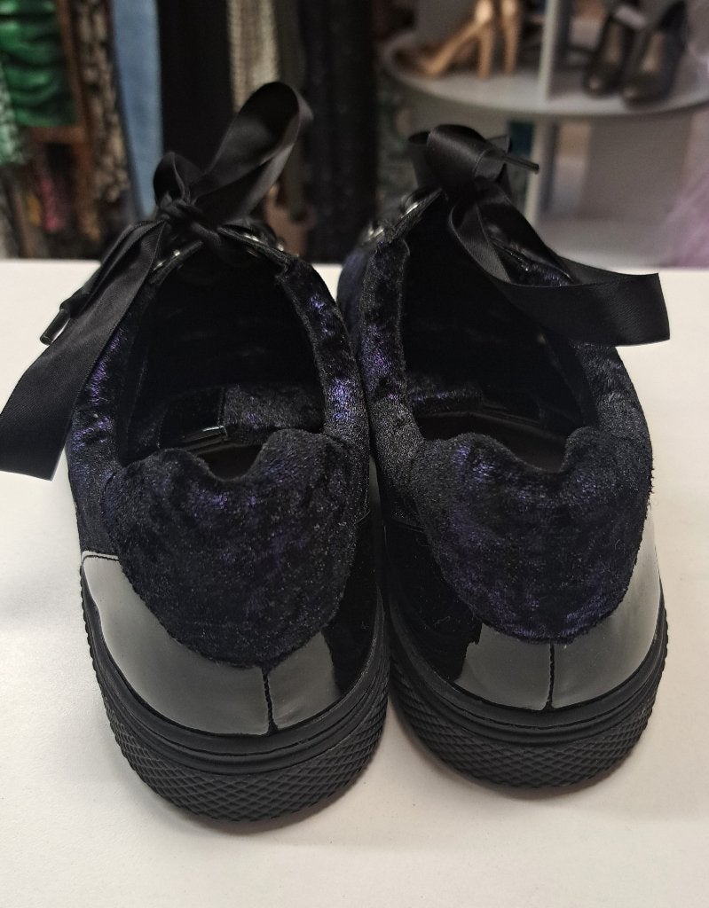 Hassia luxe sneakers velvet look zwart/paars maat 40 50628, Hassia, ., Zwart, Ophalen of Verzenden