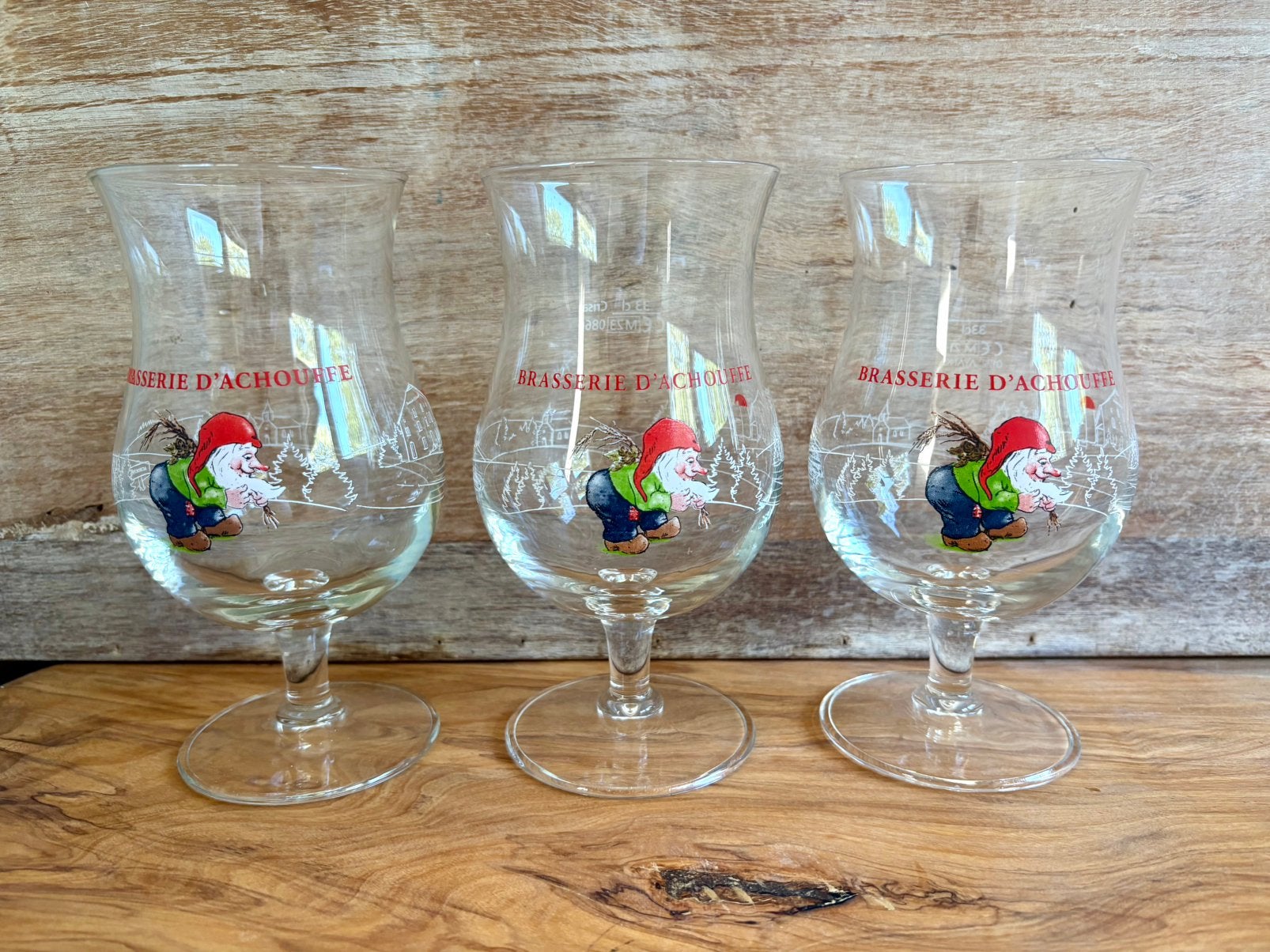 La Chouffe glazen - speciaal bier glas - set van 3, Ophalen of Verzenden, Nieuw, Bierglas