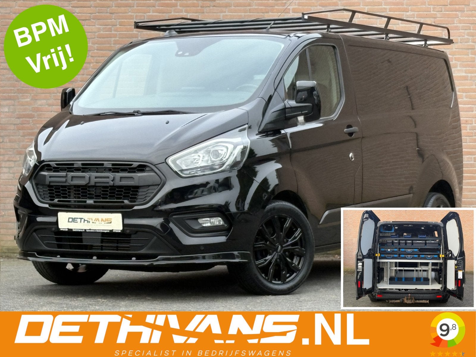 Ford Transit Custom 2.0TDCI 130PK Raptor Edition / Carplay /, Voorwielaandrijving, Stof, Met garantie (alle), Zwart