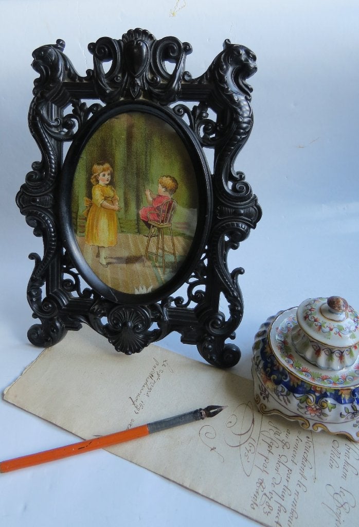 Antieke Franse GUTTA PERCHA fotolijst c. 1860-1870, Ophalen of Verzenden