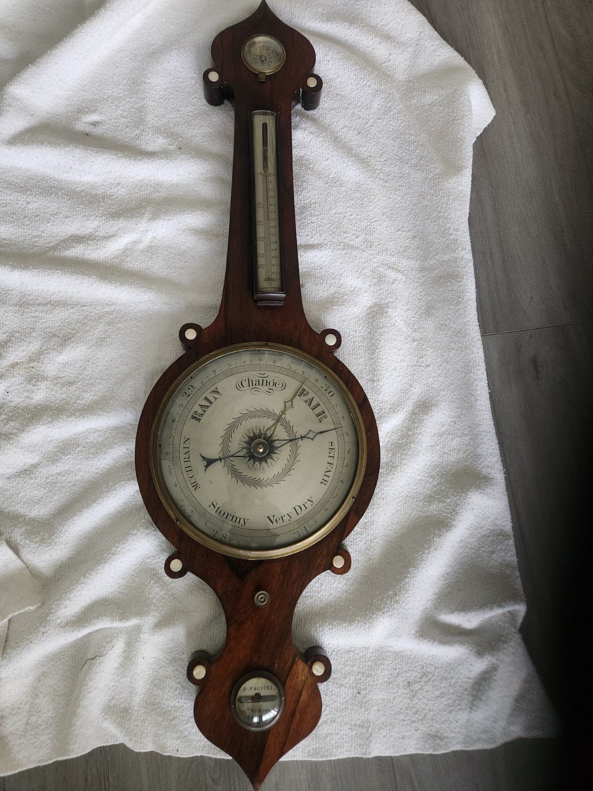 Antieke Barometer/Thermometer - D. Fagioli, Londen, Ophalen