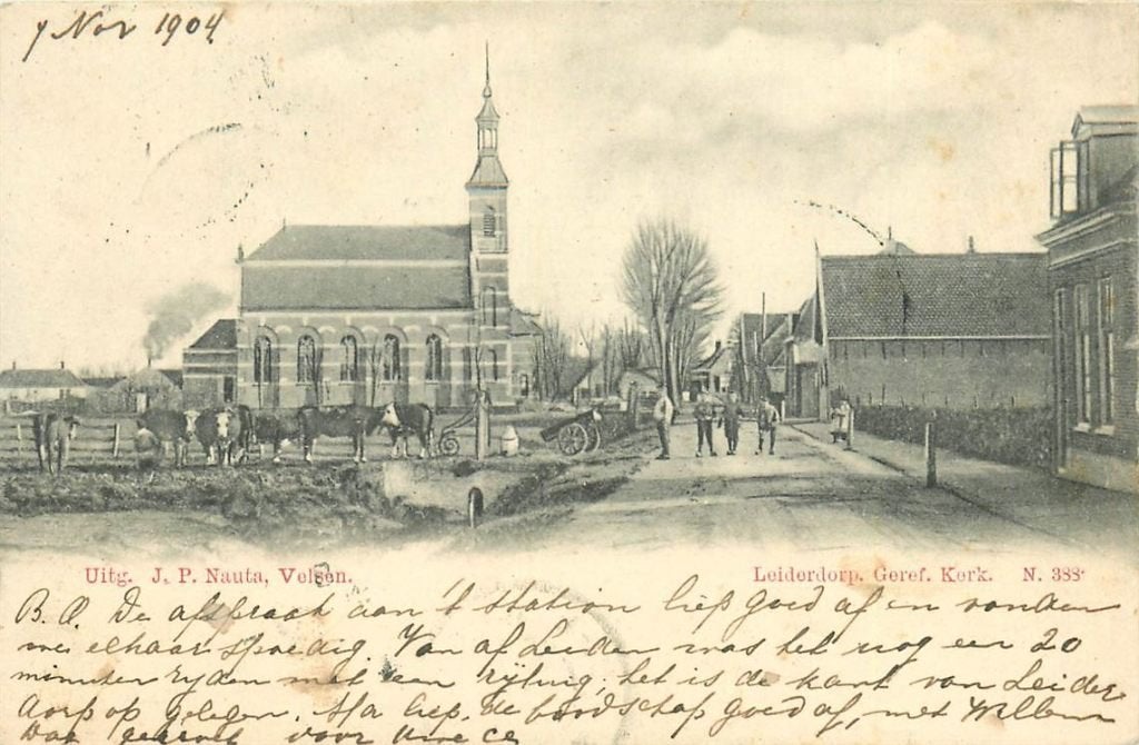 701-155-035 Leiderdorp Gereformeerde Kerk, Verzamelen, Ansichtkaarten | Nederland, Verzenden, Voor 1920, Zuid-Holland