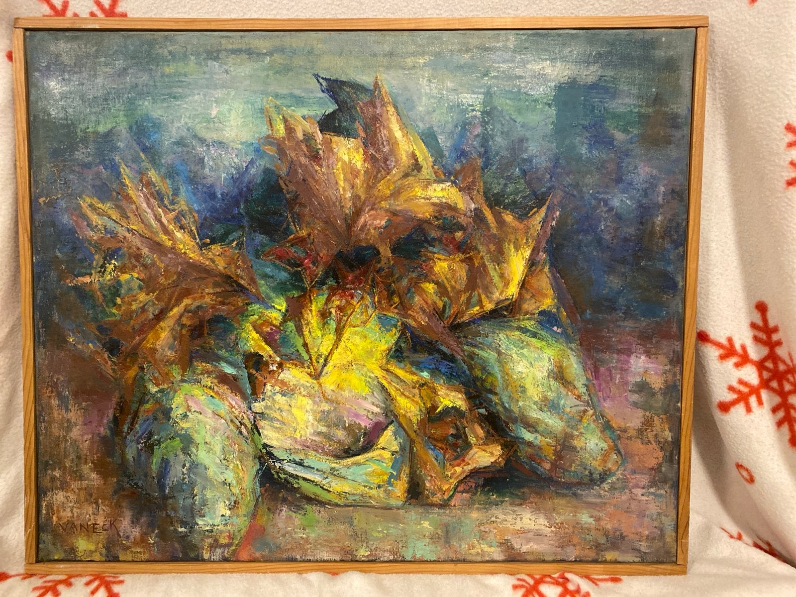 Gerard van Eck - Magisch Realisme Stilleven Herfstbladeren, Ophalen of Verzenden