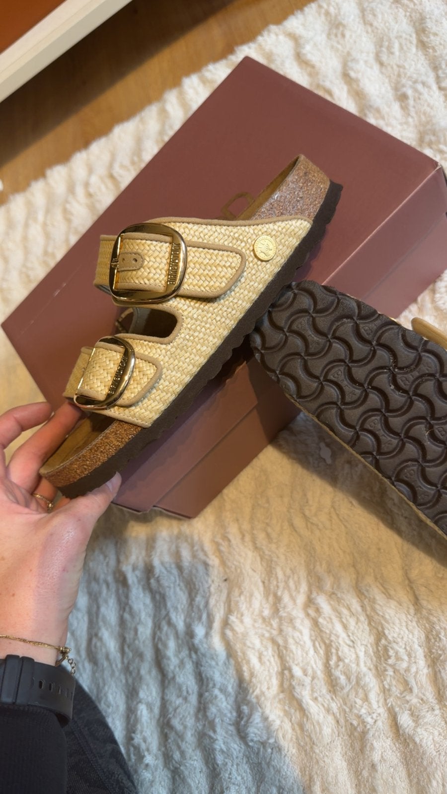 Birkenstock Arizona Raffia Sandalen - Maat 38, Ophalen, Gedragen, Beige, Sandalen of Muiltjes