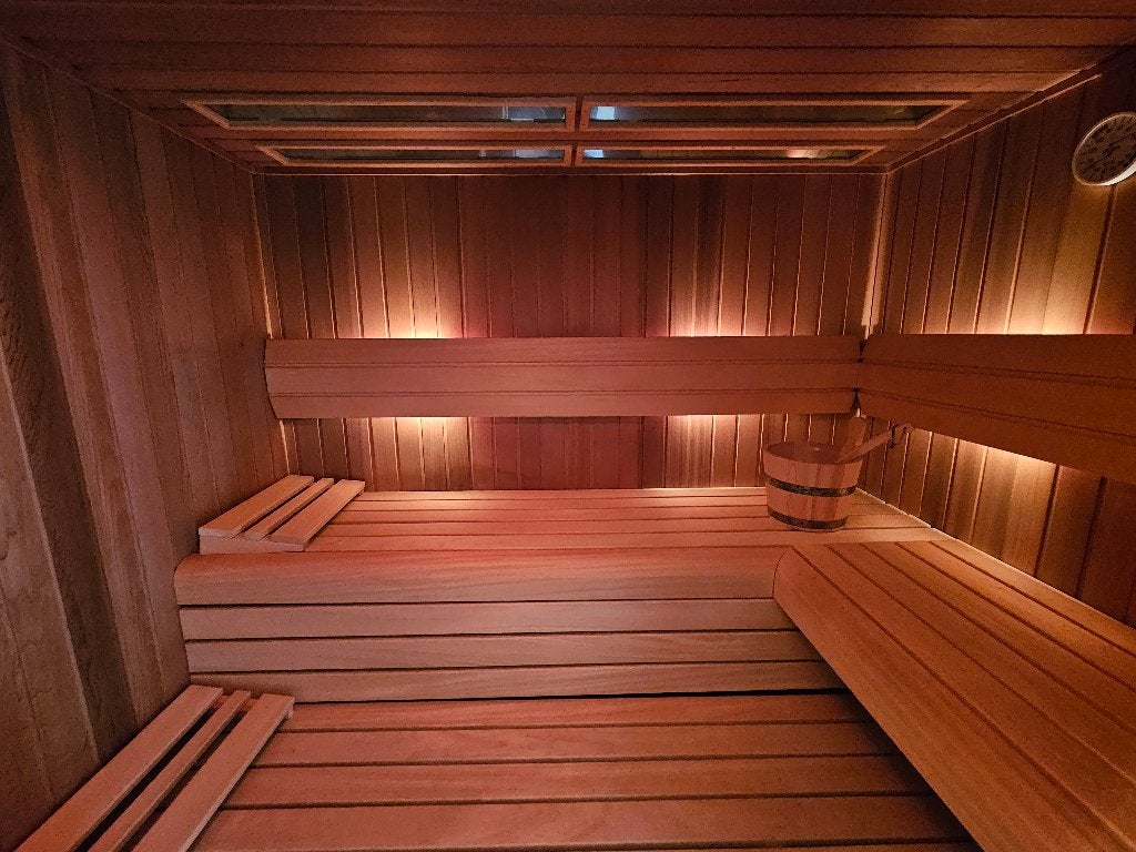 Combinatie Sauna (160x210 cm) – Fins & Infrarood, Sport en Fitness, Sauna, Ophalen, Gebruikt, Fins of Traditioneel, Complete sauna