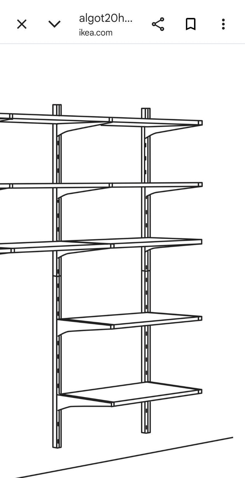 Algot ikea wandrek opbergsysteem met 2 stangen en 5 planken, Huis en Inrichting, Ophalen, Zo goed als nieuw