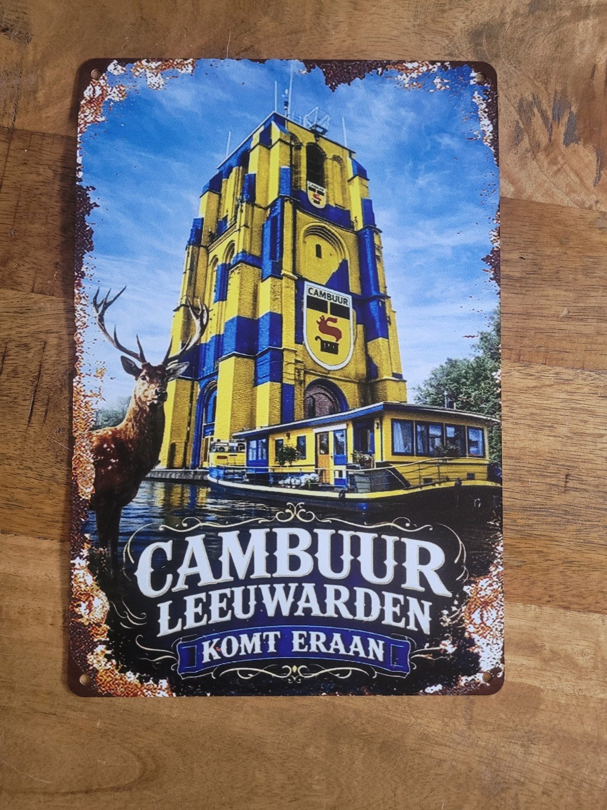 Mooi metalen bordje Cambuur Leeuwarden 20x30 cm, Verzamelen, Ophalen of Verzenden, Nieuw