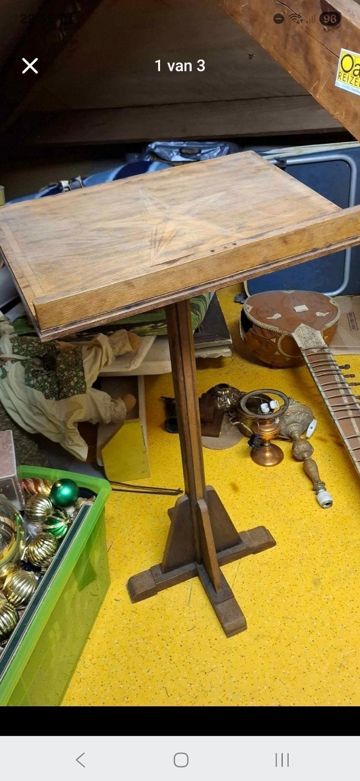 Vintage Houten Muziekstandaard met Ster Inleg, Ophalen of Verzenden