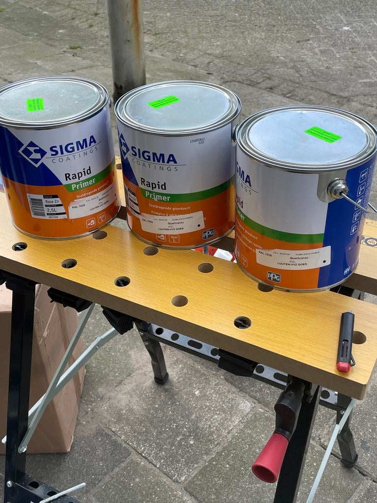3x Sigma Rapid Primer Sneldrogende Grondverf 2.5L RAL 7039, Nieuw, Ophalen of Verzenden, Verf, Grijs