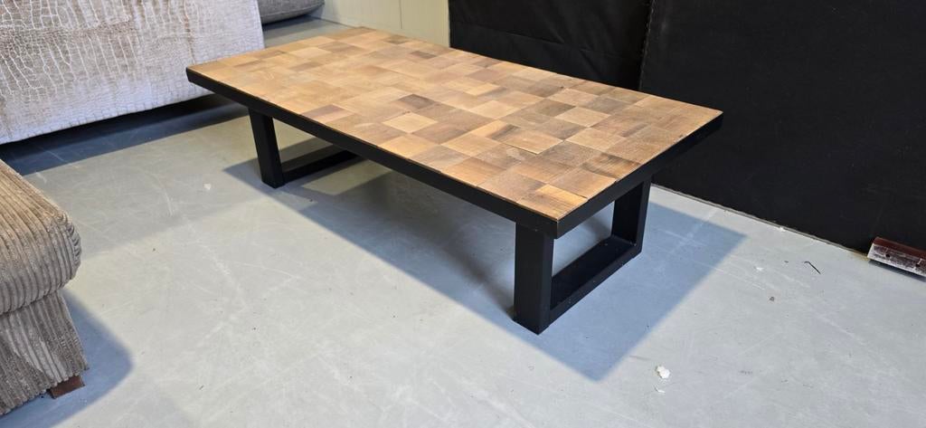 Towerliving Salontafel Zwart IJzer & Mangohout 160x60x40cm, Overige materialen, Gebruikt, Towerliving, Towerliving