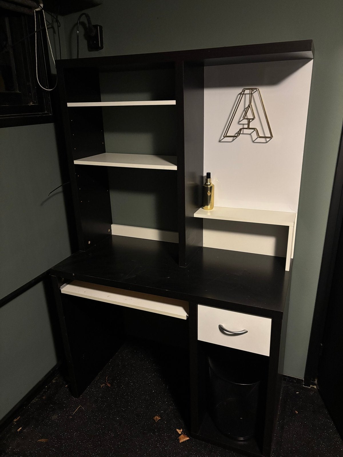 Bureau-kast combinatie met lades en opbergruimte zwart/wit, Ophalen, Zwart, Gebruikt, Met lades
