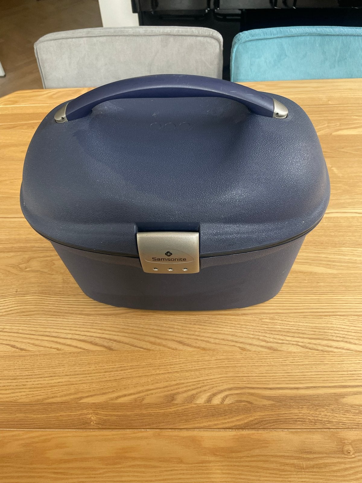 Samsonite Beautycase Blauw - Hardcase met Spiegeltje, Gebruikt, Blauw, Ophalen of Verzenden, Met slot