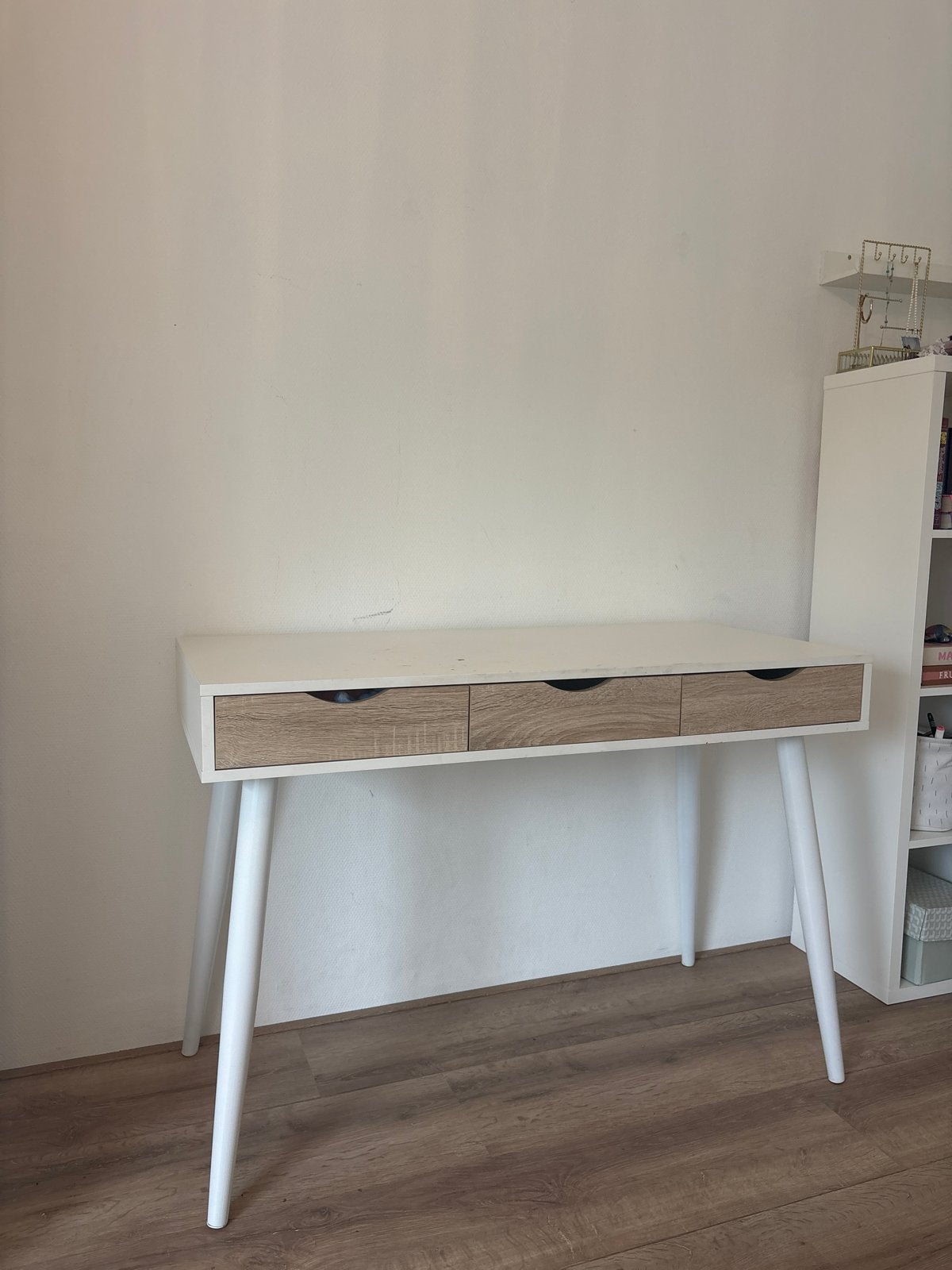 Bureau met 3 lades - 110x50x78 cm, Ophalen, Gebruikt, Spaanplaat of MDF, Wit