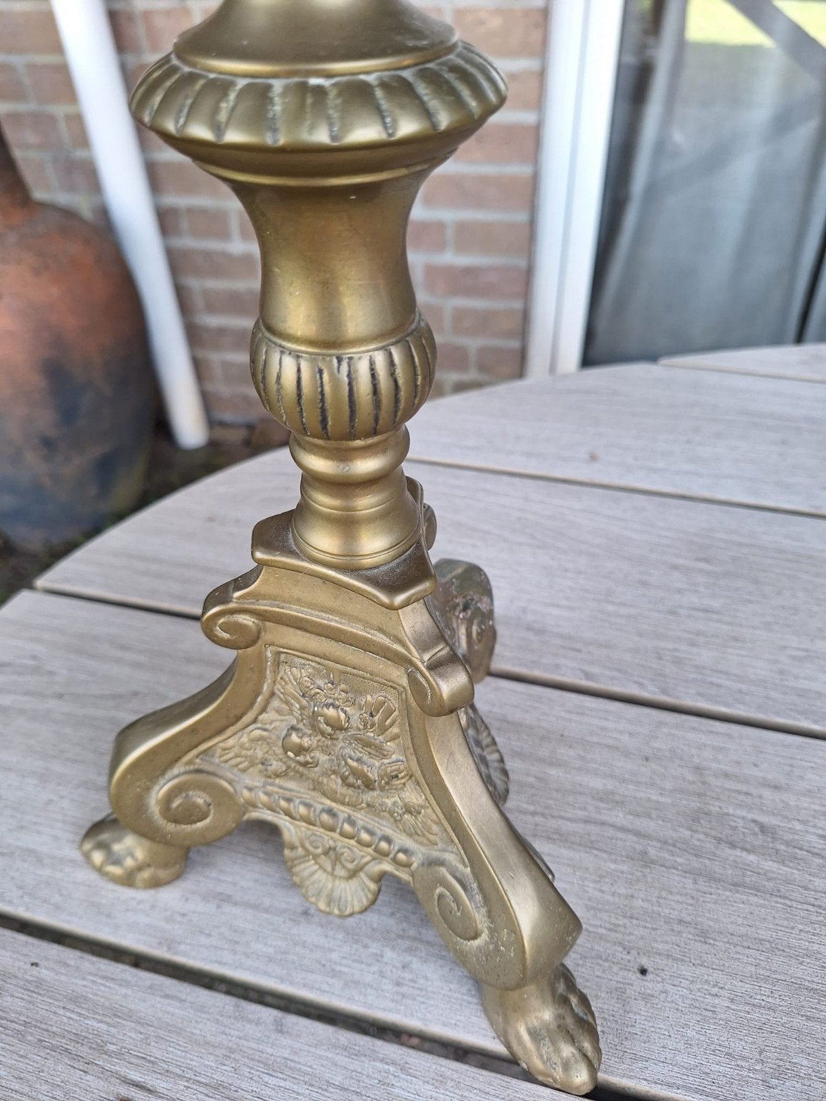 Vergulde bronzen kandelaar - 60 cm hoog, Ophalen of Verzenden, Koper of Brons