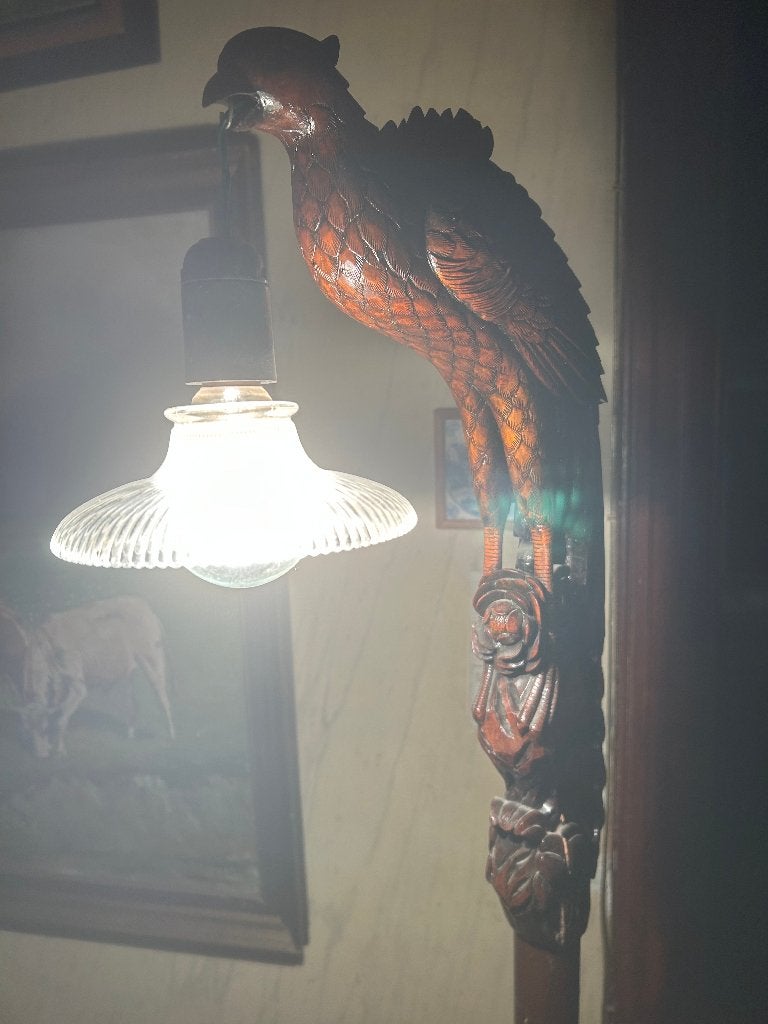 Chinese gesneden houten vloerlamp vroege 20e eeuw, Antiek en Kunst, Ophalen