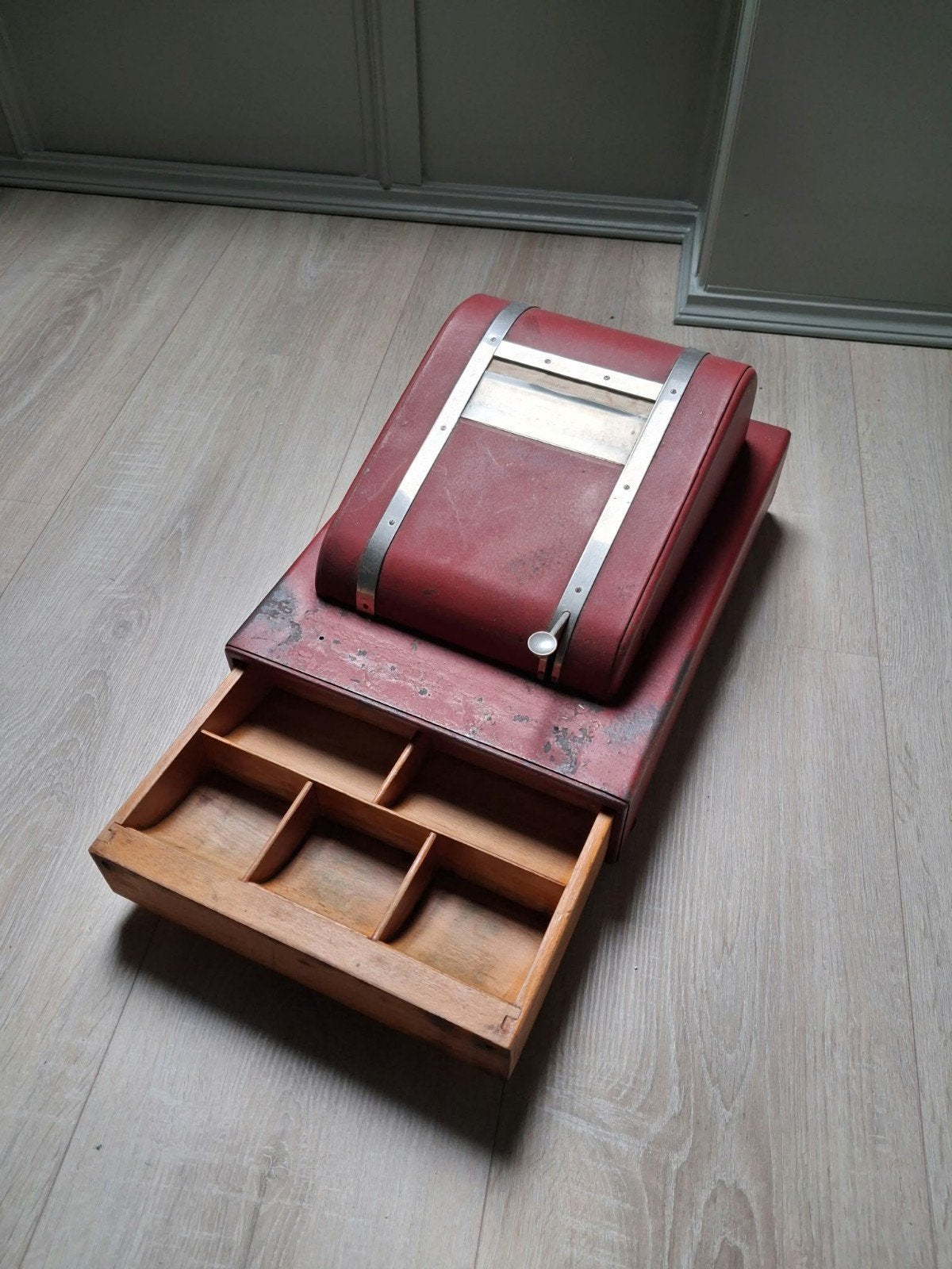 Antieke Autographic Kassalade - Rood met Houten Interieur, Ophalen