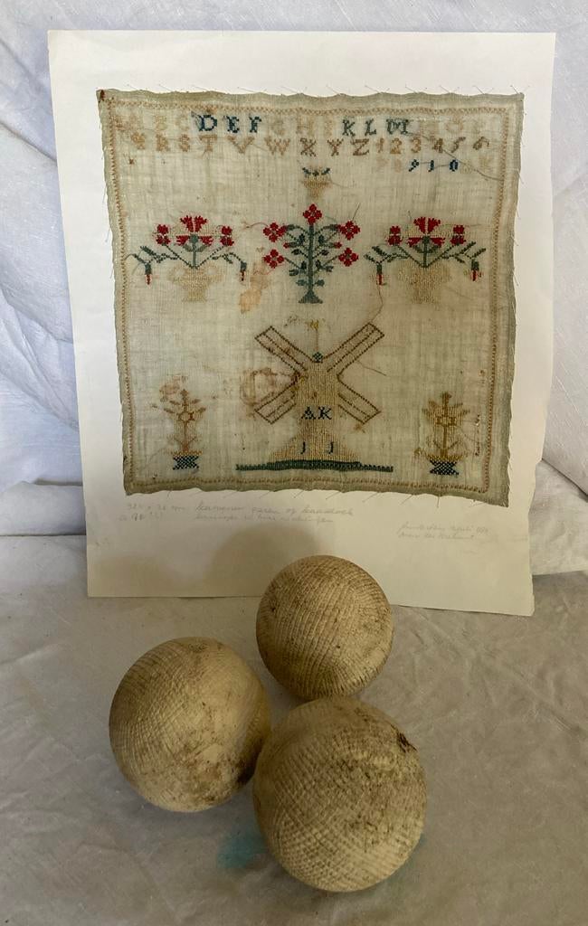 Antieke merklap geschat 1880, Antiek en Kunst, Antiek | Kleden en Textiel, Ophalen of Verzenden