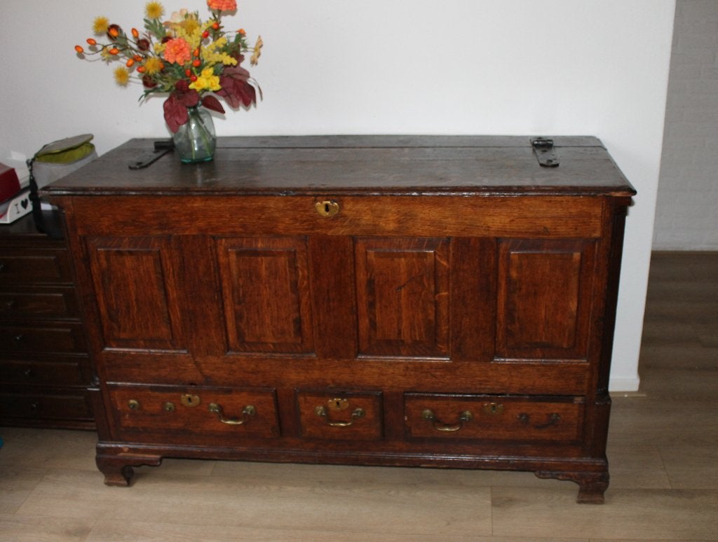 Eikenhouten dekenkist, Ophalen, Minder dan 50 cm, Gebruikt, 100 tot 150 cm