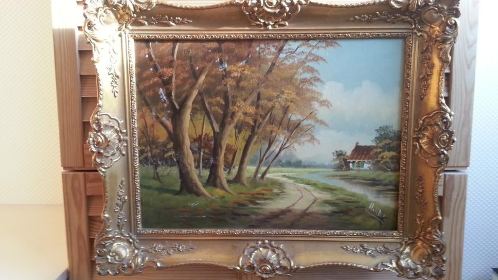 Romantisch SCHILDERIJ met zandpad, Antiek en Kunst, Ophalen of Verzenden