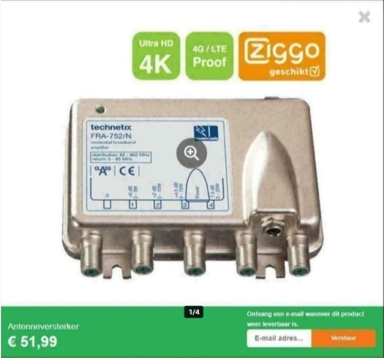 Antenneversterker voor o.a Ziggo, Ophalen of Verzenden, Zo goed als nieuw