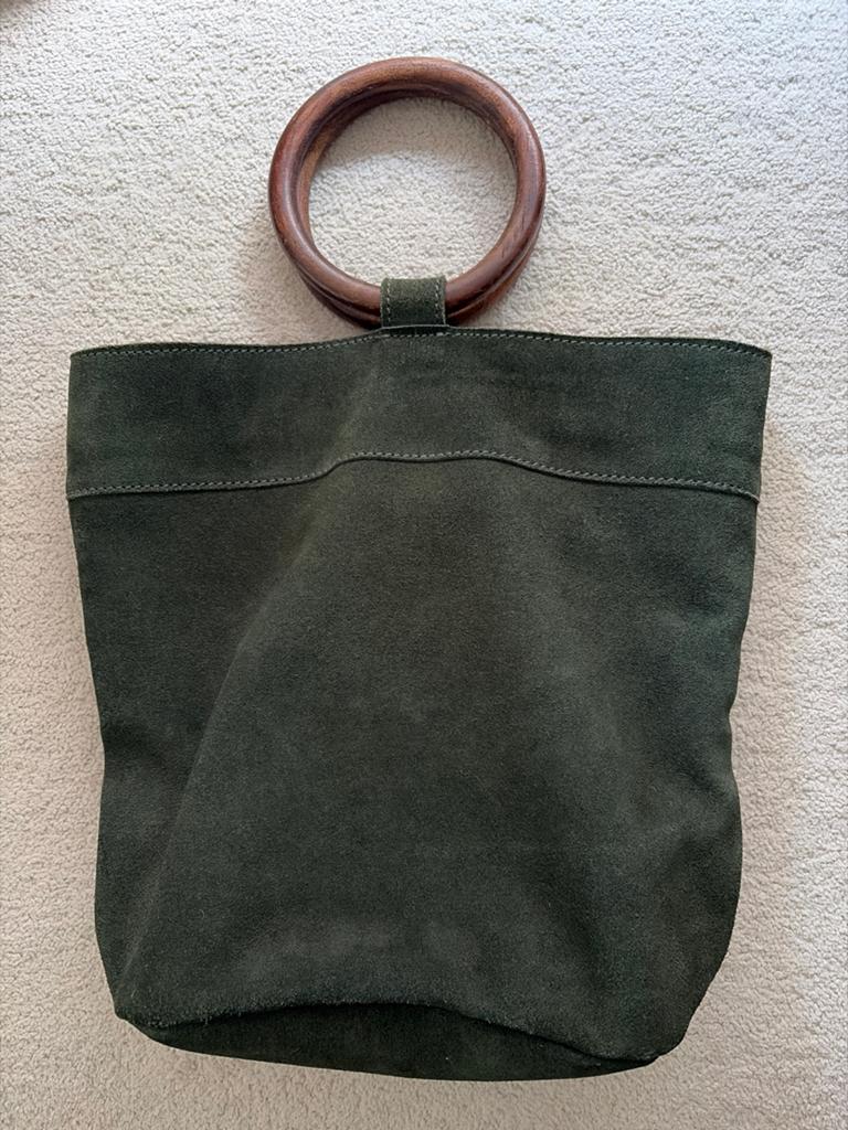 Sissy-Boy suède handtas met houten handvat, Verzenden, Zo goed als nieuw, Groen, Handtas