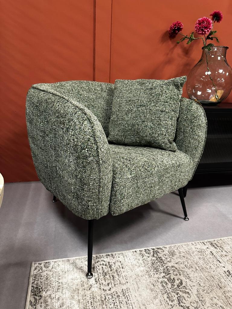 fauteuil groen - groene fauteuil - showmodel, Ophalen, Gebruikt, 75 tot 100 cm, Stof
