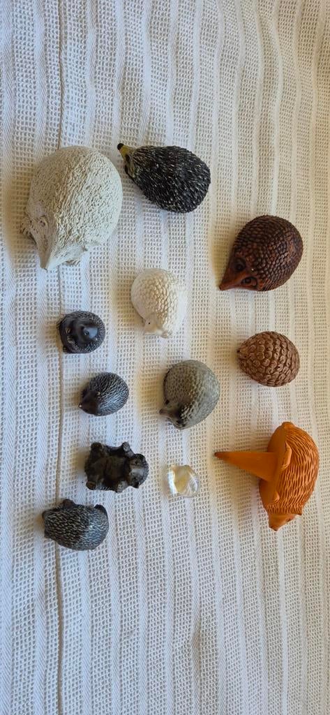 Verzameling van 11 decoratieve egeltjes, diverse materialen, Ophalen of Verzenden