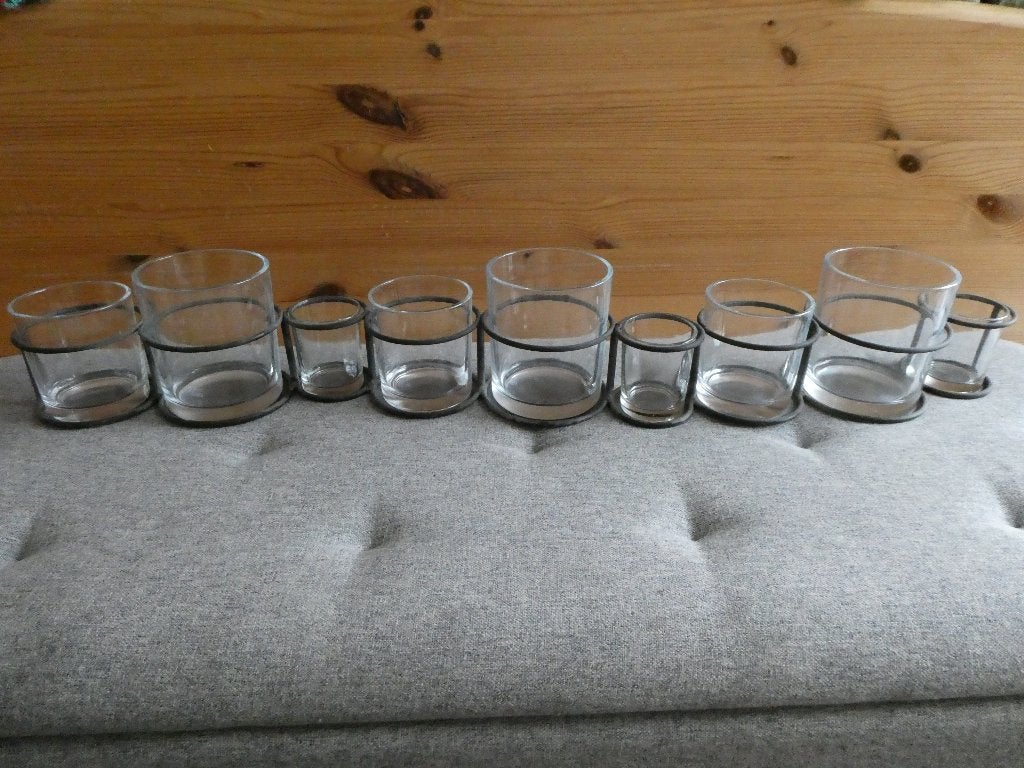 Kaarsenhouder voor 9 kaarsen, Ophalen, Zwart, Waxinelichthouder, Glas