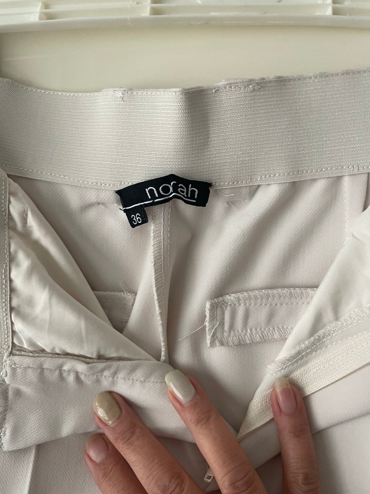 Crème Pantalon met Wijde Pijpen - Norah Maat 36, Ophalen, Beige, Maat 36 (S), Lang