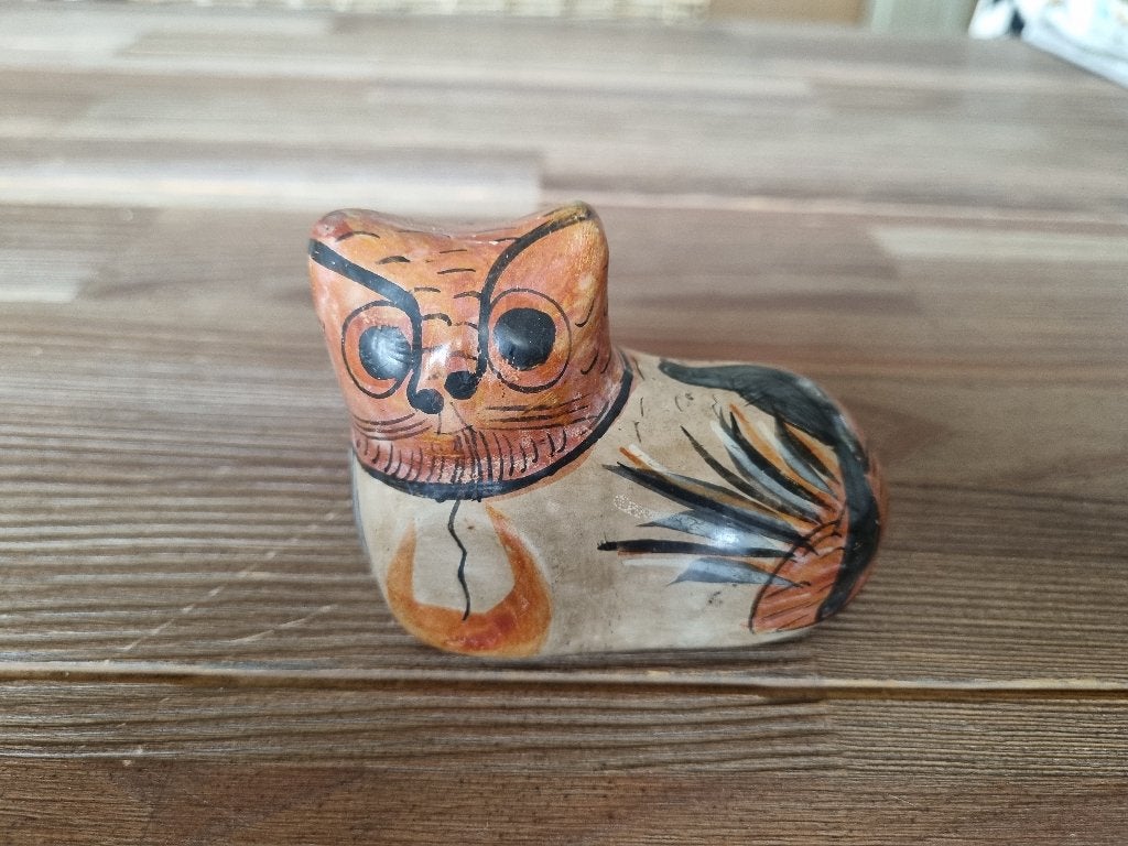 Mooi Vintage Katten Poes Beeld Keramiek Silva Tonala Mexico, Verzenden, Gebruikt, Hond of Kat, Beeldje of Figuurtje