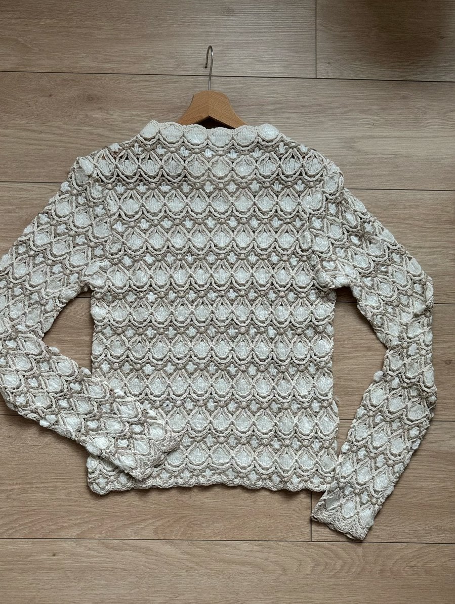Zara gebreide trui met opengewerkt patroon, Ophalen of Verzenden, Zo goed als nieuw, Maat 38/40 (M), Beige