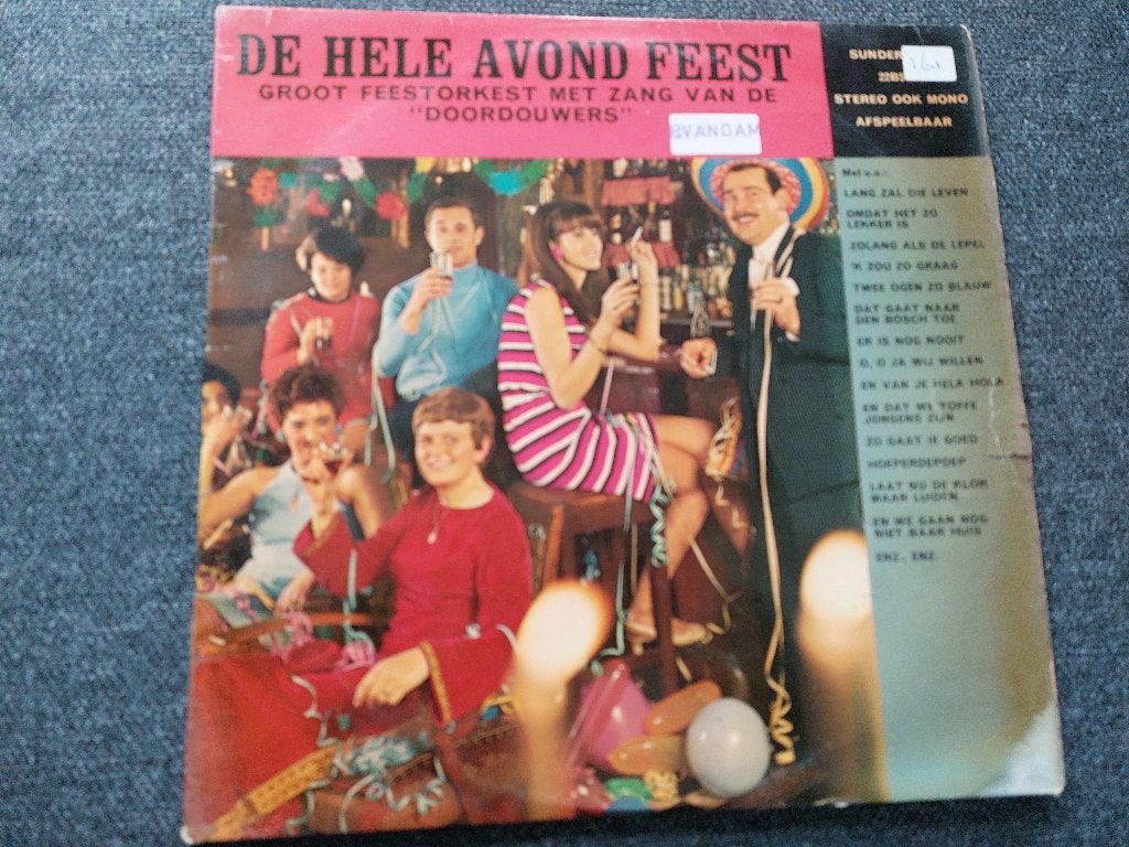 LP:  DE DOORDOUWERS  -  De hele avond feest, Cd's en Dvd's, LP, Gebruikt, Feestmuziek, 12 inch