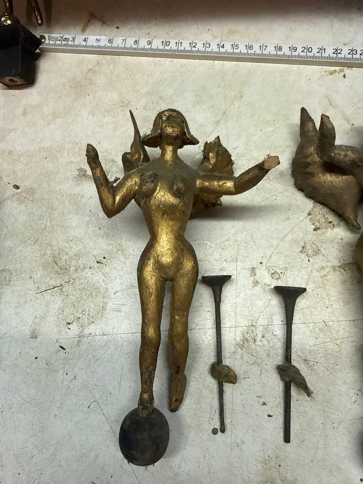 Vintage houten vergulde engel beeldjes - uniek, Antiek en Kunst, Ophalen of Verzenden
