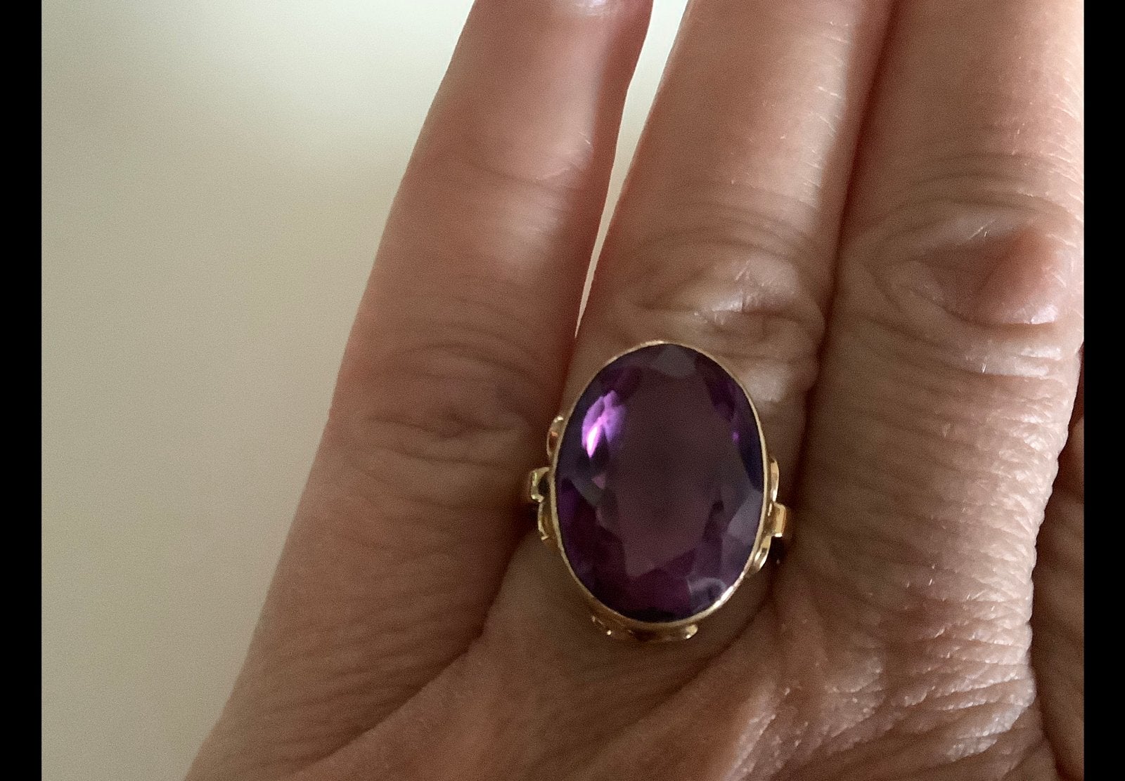 Geweldige antieke gouden ring edelsteen Amethist, 14 k goud, Sieraden, Tassen en Uiterlijk, Ringen, Verzenden, Met edelsteen, Dame