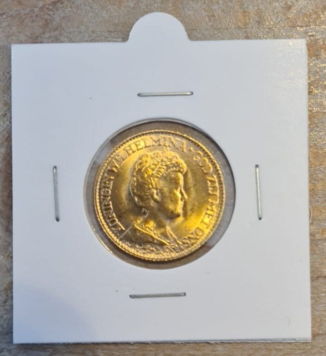 Mooi gouden tientje  1917, Postzegels en Munten, Munten | Nederland, Ophalen, Goud, Koningin Wilhelmina, Losse munt