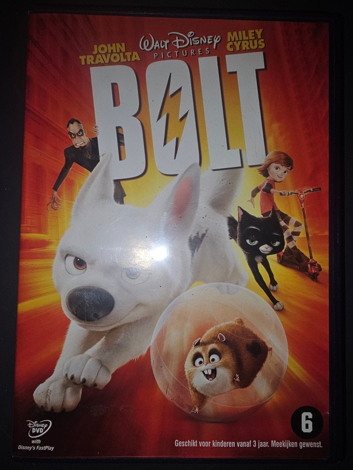 Bolt DVD - Disney film met John Travolta en Miley Cyrus, Avontuur, Gebruikt, Alle leeftijden, Ophalen of Verzenden