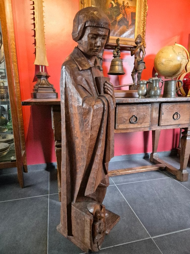 Foto 8 van Antiek houten beeld, religieus christelijk